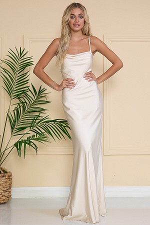 Solid Satin Cowlneck Spaghetti ...